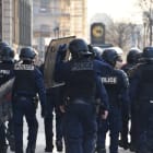 Police force photographed in the street