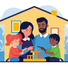 famille, parent, enfant, jeu, sécurité, maison