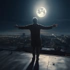 Male sleepwalker on roof at night