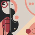 Banner template with trumpet and violin. Flyer design for concert of classical music.