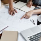 Architect working on the desk, construction project ideas architecture engineer Concept..