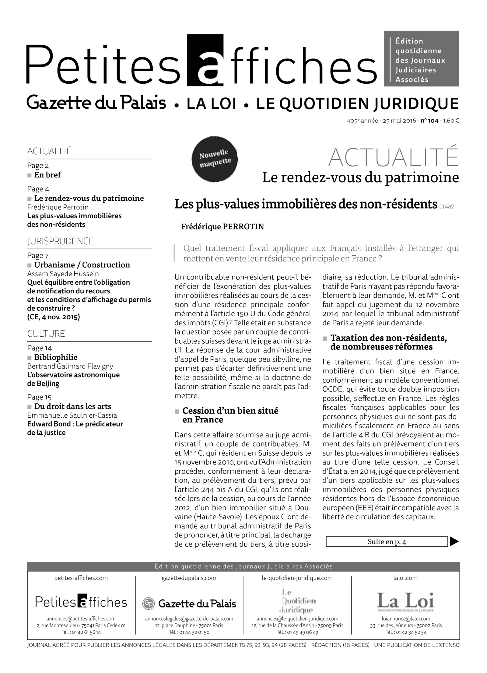 LPA 25 Mai. 2016, n° 116n7, p.2