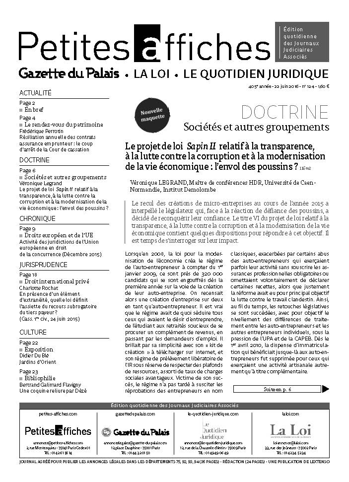 LPA 22 Juin. 2016, n° 114a9, p.9