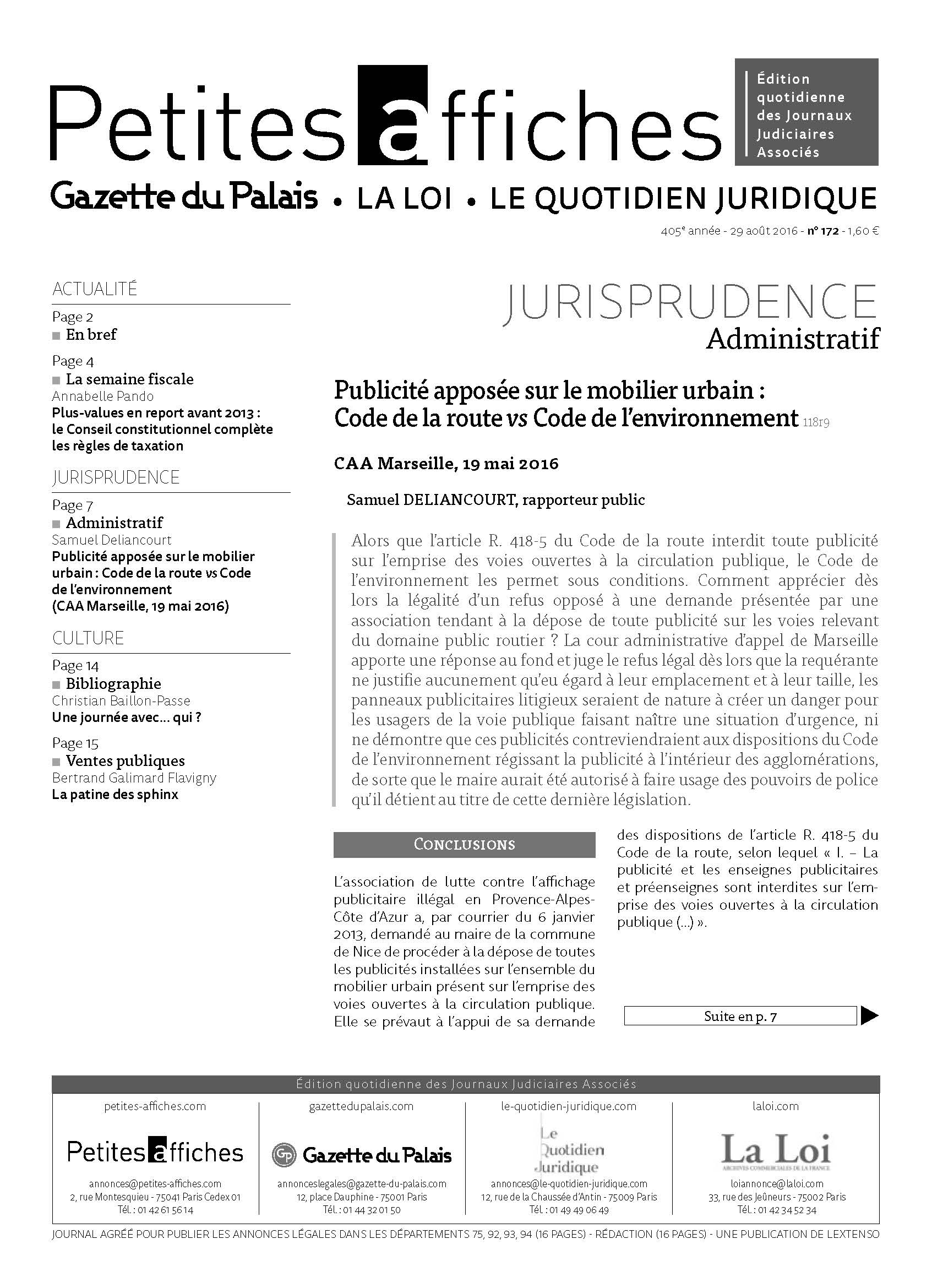 LPA 29 Août. 2016, n° 119q2, p.14