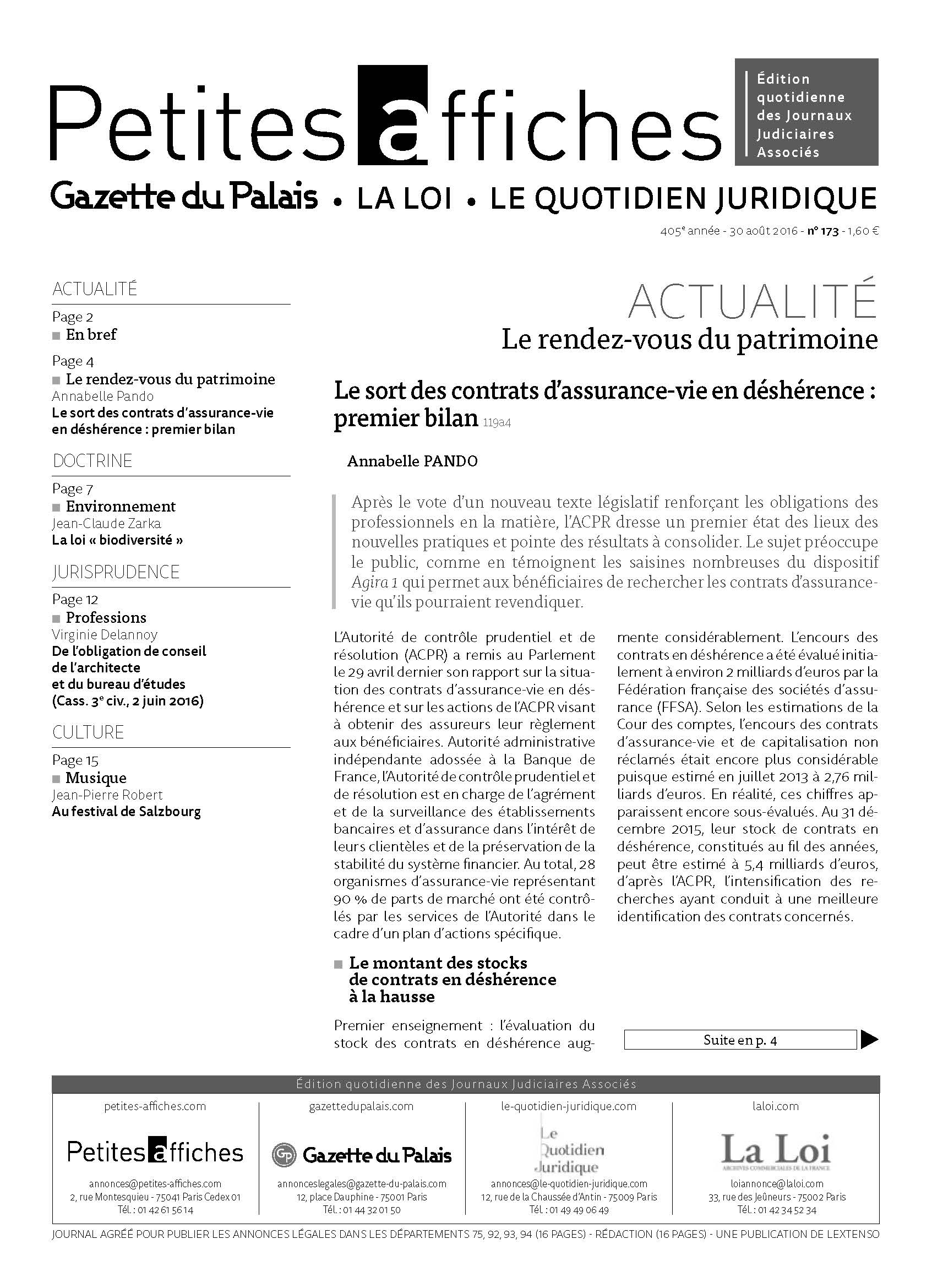 LPA 30 Août. 2016, n° 120e5, p.15