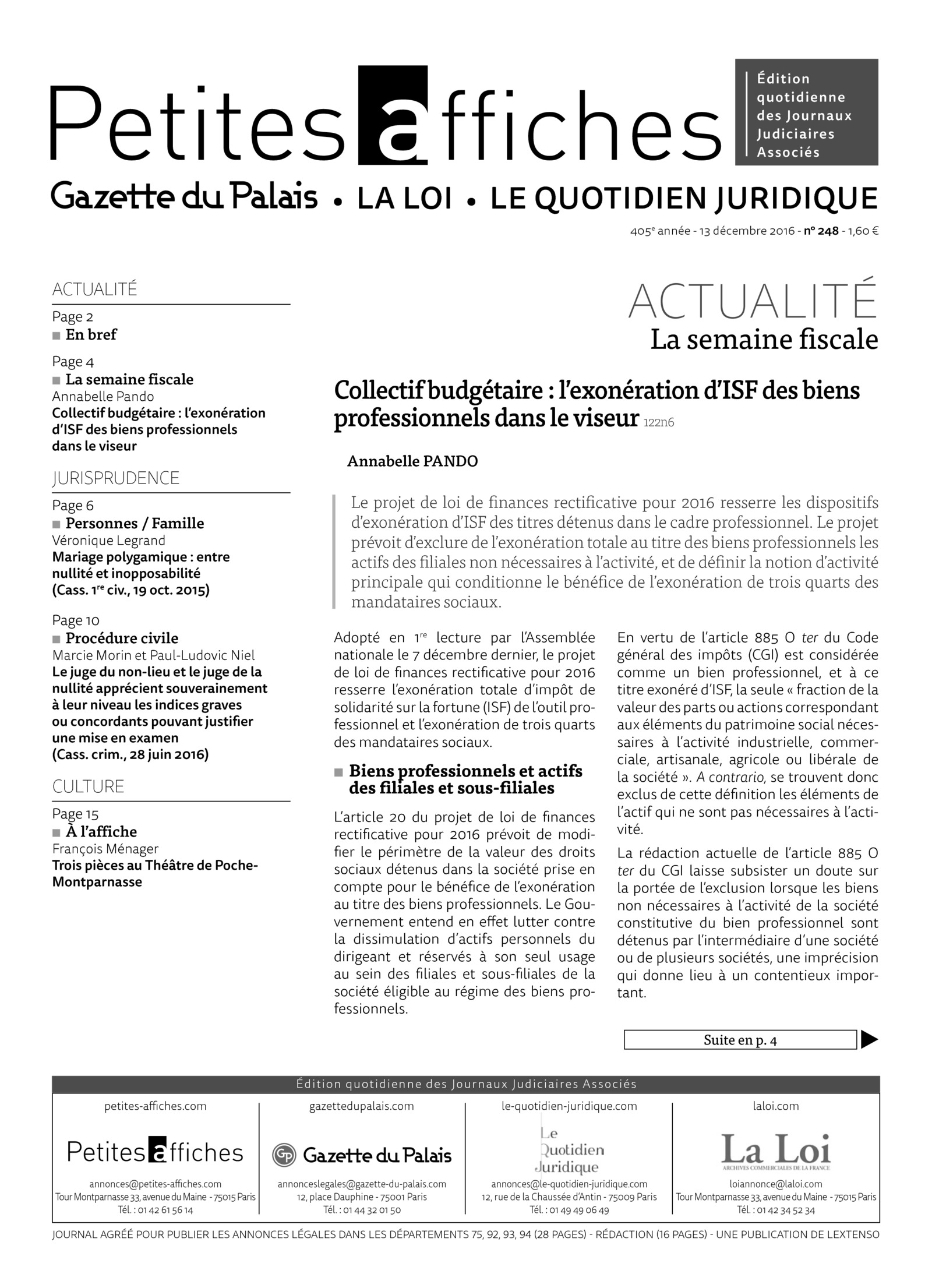 LPA 13 Déc. 2016, n° 122p1, p.15