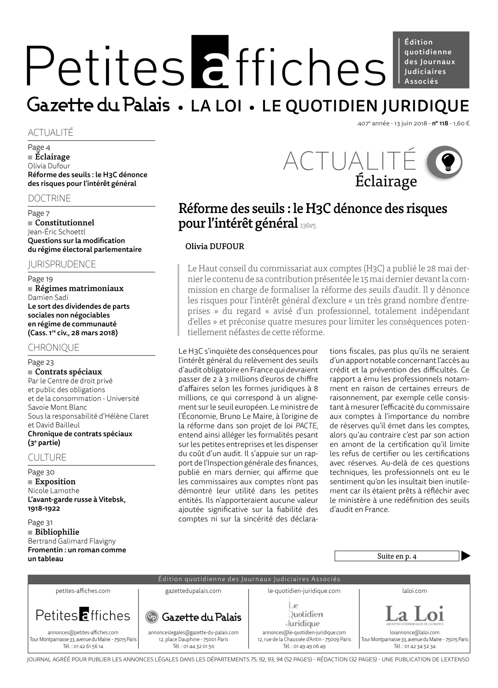 LPA 13 Juin. 2018, n° 137a2, p.23