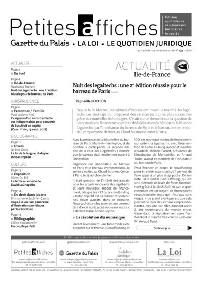 LPA 29 Nov. 2018, n° 141a7, p.2