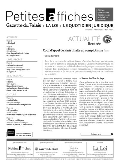 LPA 01 Fév. 2019, n° 142q1, p.2