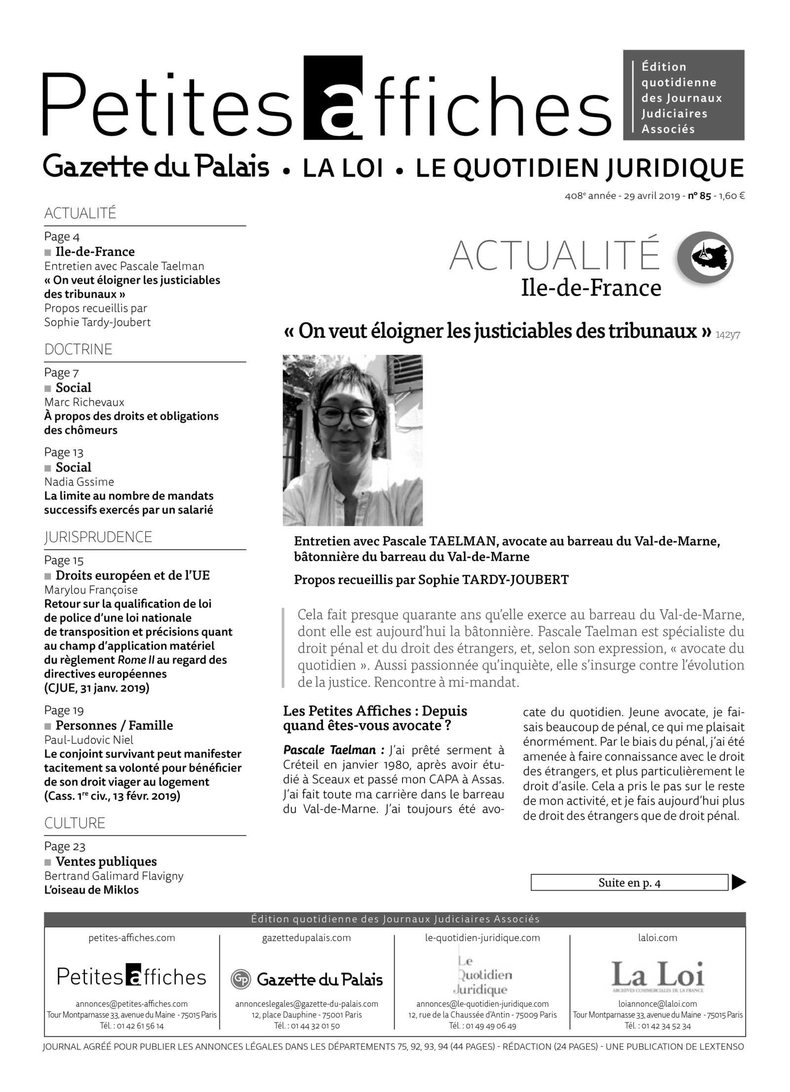 LPA 29 Avr. 2019, n° 143n2, p.15