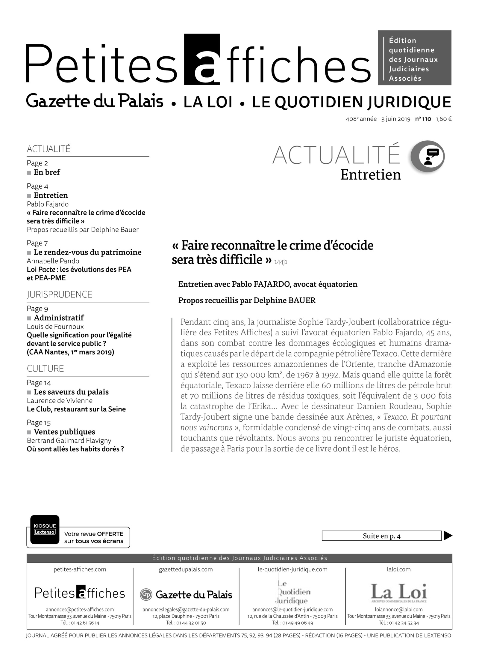 LPA 03 Juin. 2019, n° 144j1, p.4