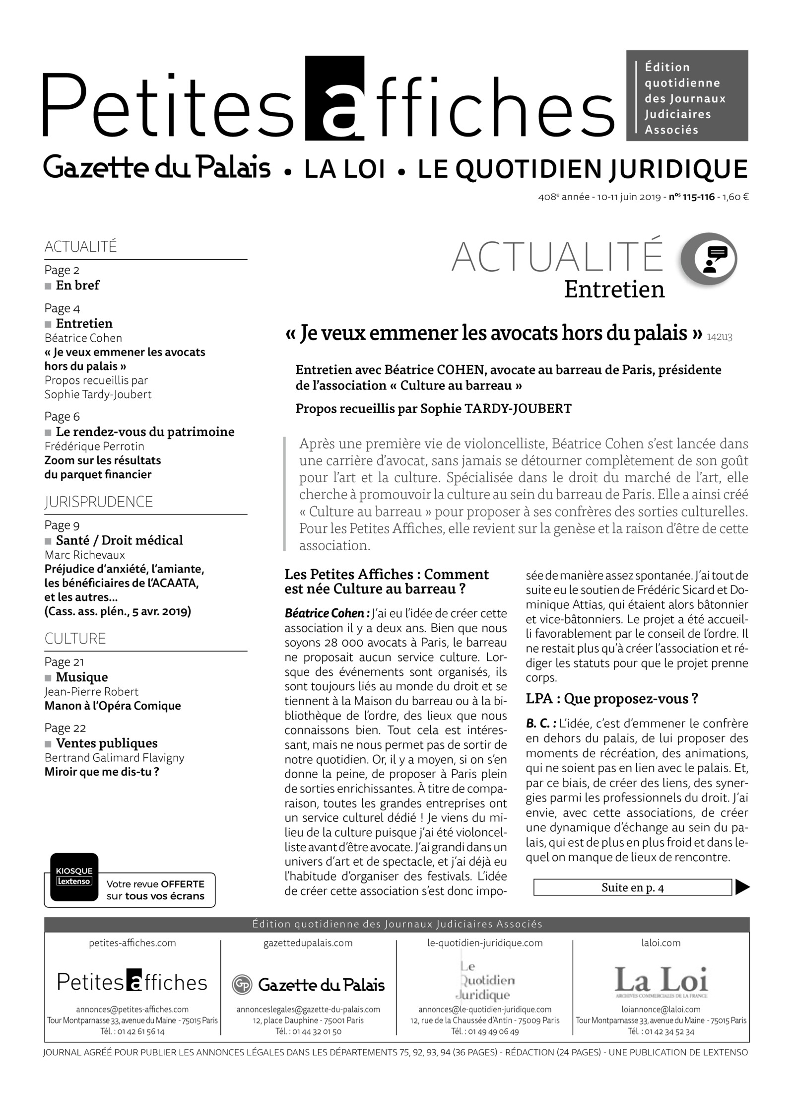 LPA 11 Juin. 2019, n° 144x2, p.9