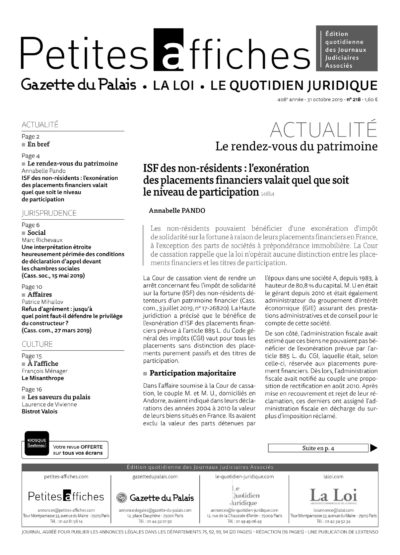 LPA 31 Oct. 2019, n° 148e8, p.3